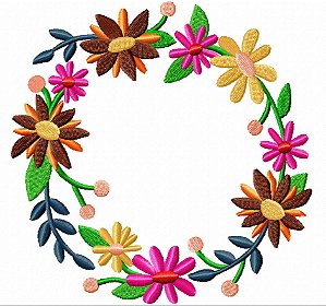 Matriz Bordado Quadrinhos Moldura Floral