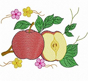 Matriz Bordado Pano De Prato Frutas E Flores