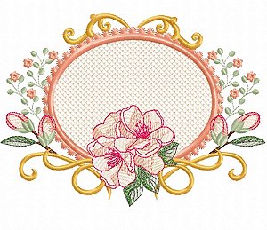Matriz Bordado Moldura Floral Para Escrever Nome