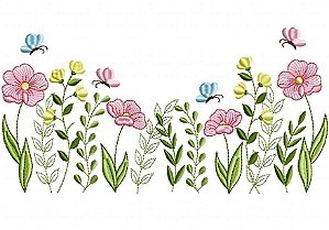 Matriz Bordado Toalha E Lavabo Jardim Delicado