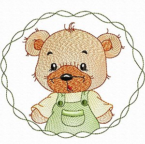 Matriz Bordado Ursinho Na Moldura Para Fralda E Quadrinho