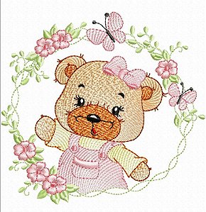 Matriz Bordado Ursinha Na Moldura Para Fralda E Quadrinho