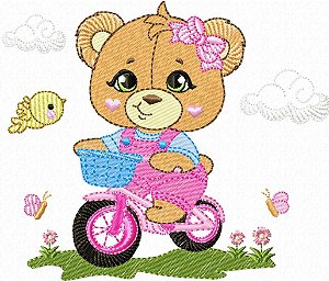 Matriz Bordado Linda Ursinha Brincando No Jardim Para Fralda