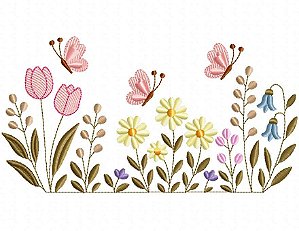 Matriz Bordado Toalha E Lavabo Jardim Encantado