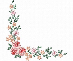 Matriz Bordado Lindos Cantos Florais Para Guardanapo