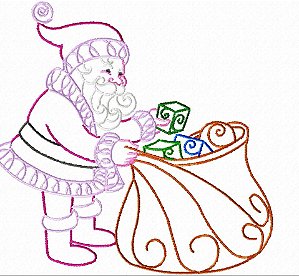 Matriz Bordado Natal Papai Noel Contorno