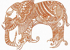 Matriz Bordado Elefante Estilizado Contorno