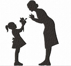 Matriz Bordado Mãe E Filhos Silhueta