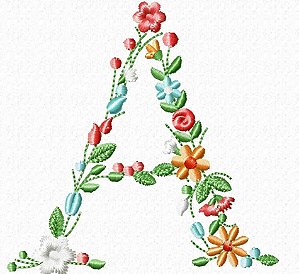 Matriz Bordado Alfabeto Raminho E Florzinhas Delicadas