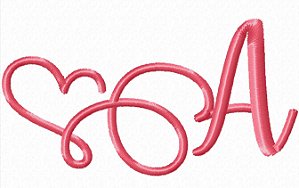 Matriz Bordado Alfabeto Cursivo Com Coração