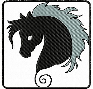 Matriz Bordado Lindos Cavalos Negros Na Moldura