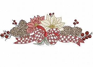 Matriz Bordado Natal Barrado Para Pano De Prato E Lavabo