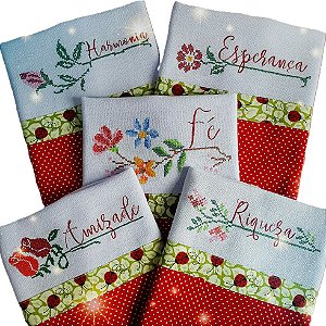 Matriz Bordado Pano De Prato Palavras Ponto Cruz