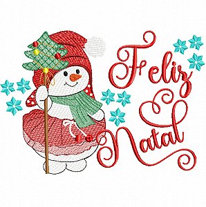 Matriz Bordado Natal Boneco De Neve Feliz Natal