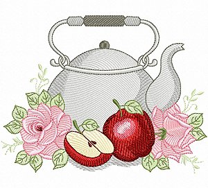 Matriz Bordado Pano De Prato Cozinha Frutas E Flores