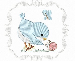 Matriz Bordado Passarinhos Delicados No Jardim