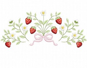 Matriz Bordado Morangos Delicados Para Toalha E Lavabo