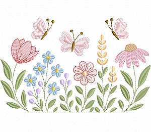 Matriz Bordado Toalha E Lavabo Jardim Lindo