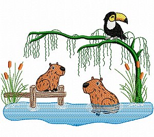 Matriz Bordado Capivara E Amigos
