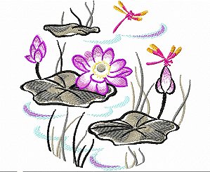 Matriz Bordado Floral Delicado Com Libélula