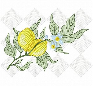 Matriz Bordado Pano De Prato Limão Com Florzinha