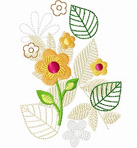 Matriz Bordado Conjunto Floral Delicado Alegre