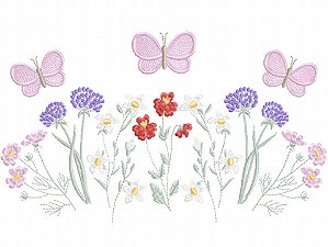 Matriz Bordado Toalha E Lavabo Jardim Com Florzinhas