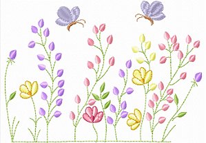 Matriz Bordado Toalha E Lavabo Jardim Feliz