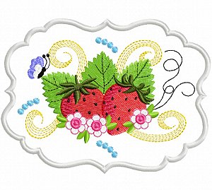 Matriz Bordado Pano De Prato Moldura Aplique Com Frutas