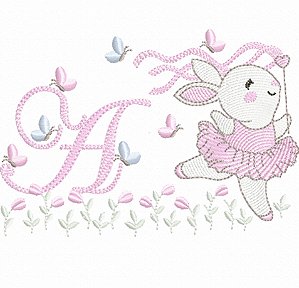 Matriz Bordado Alfabeto Coelhinha Bailarina