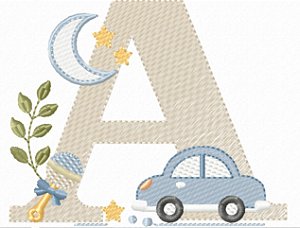Matriz Bordado Alfabeto Infantil Com Carrinho