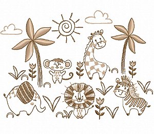 Matriz Bordado Safári Riscado Divertido