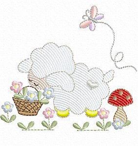 Matriz Bordado Carneirinhos No Jardim