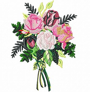 Matriz Bordado Arranjo de Rosas delicadas