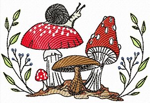 Matriz Bordado Pano De Prato Coleção Cogumelos