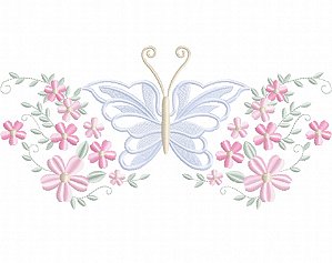 Matriz Bordado Toalha E Lavabo Florzinhas Com Borboleta