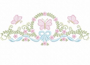 Matriz Bordado Toalha E Lavabo Raminhos Com Borboleta