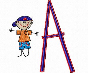 Matriz Bordado Alfabeto Crianças Palito