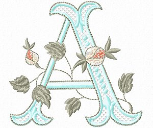 Matriz Bordado Alfabeto Folhinha E Flores