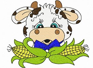 Matriz Bordado Pano De Prato Bichinhos Da Fazenda Com Milho