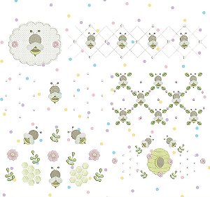Matriz Bordado Toalha E Lavabo Barrinhas Com Abelhinha