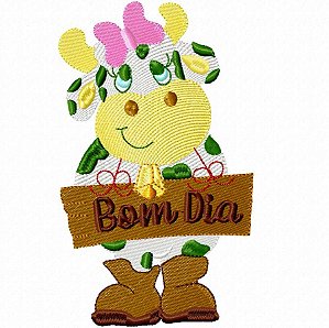 Matriz Bordado Pano De Prato Vaquinha Sorridente