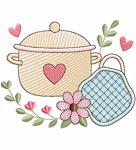 Matriz Bordado Pano De Prato Cozinhando Com Amor