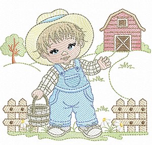 Matriz Bordado Menininho Feliz Na Fazenda