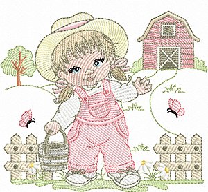 Matriz Bordado Menininha Feliz Na Fazenda
