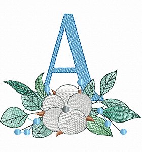 Matriz Bordado Alfabeto Linda Flor Branca
