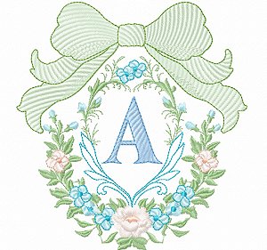 Matriz Bordado Alfabeto Floral Com Moldura E Laço