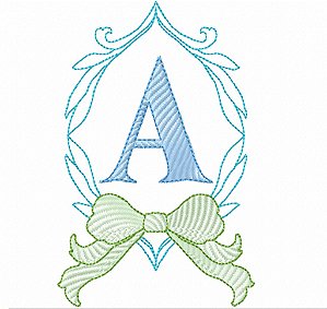 Matriz Bordado Alfabeto Moldura Em Arabesco Com Laço