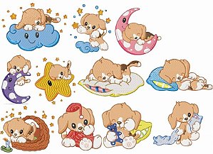 Matriz Bordado Infantil Cachorrinhos Com Soninho
