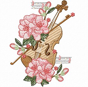 Matriz Bordado Coleção Violinos Com Flores